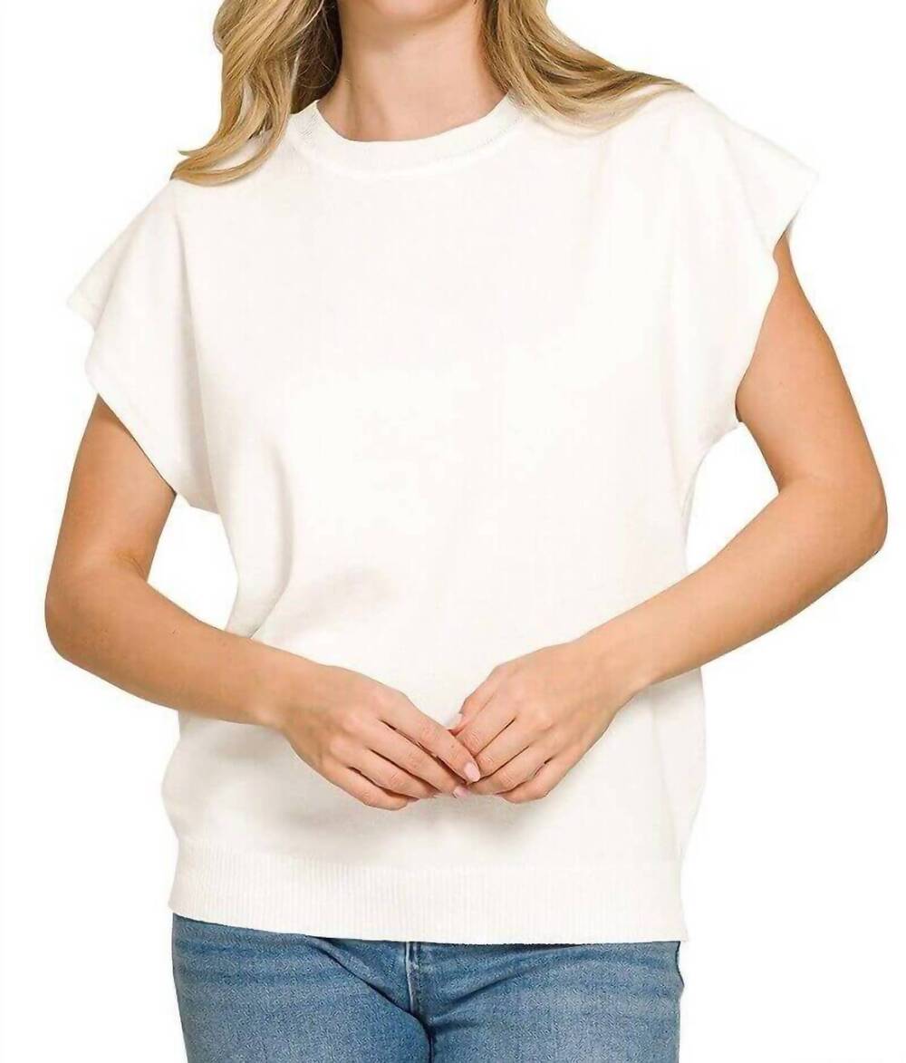 NEW ZENANA whitney crew sweater in white